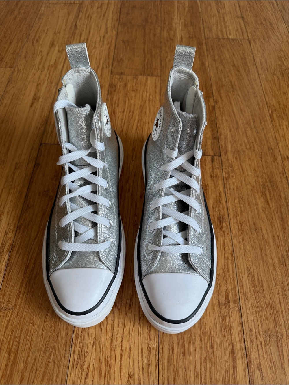 Converse Kids Lugged Lift Silver Metallic High-Top Sneakers